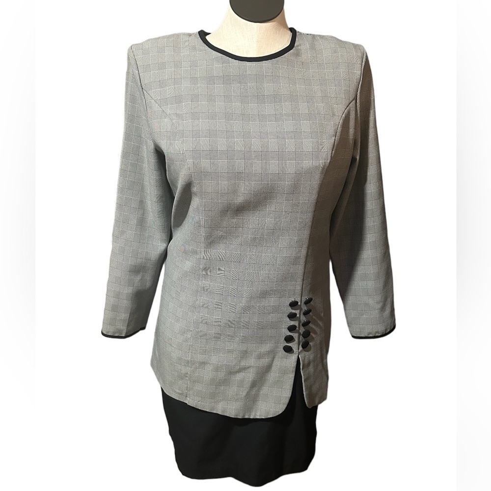 VINTAGE whirlaway frocks women’s size 16 black and grey with shoulder pads